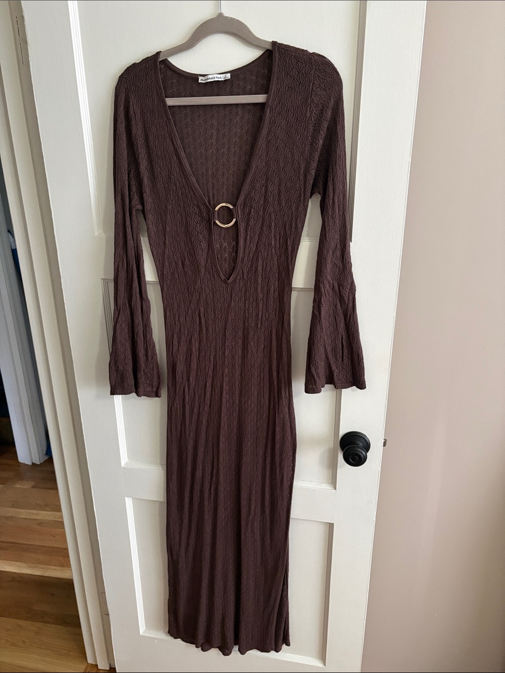 Abercrombie Brown Knit Ring-Accent Maxi Dress